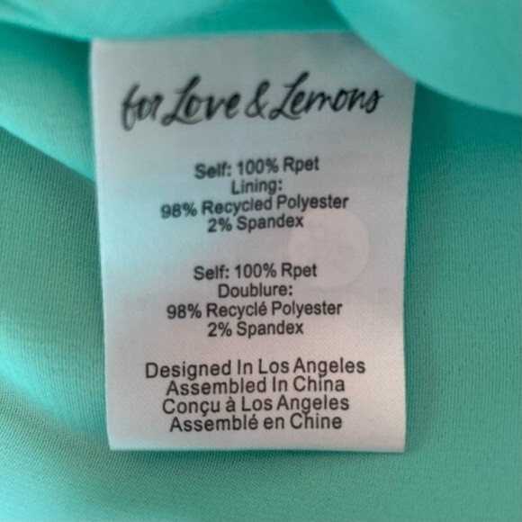 NEW For Love & Lemons Marie Asymmetrical Satin Aqua Side Slit Mini Skirt Size XS - Picture 14 of 15